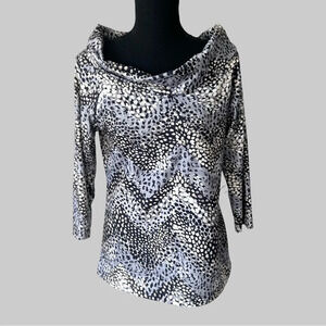 NWT Vintage Andria Lieu Leopard Print Cowl Neck Top Made in USA